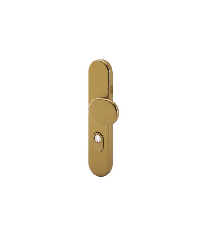 HOPPE Sicherheits-Halbgarnitur 86G/3332ZA, Langschild oval, 15mm, ES 1, mit Zylinderabdeckung, Profilzylinder gelocht, Entfernung 72mm, Vierkant 8mm, Türstärke 37-42mm, bronzefarben eloxiert