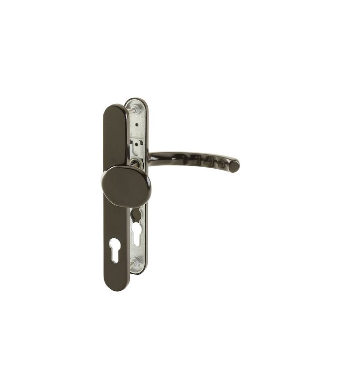 HOPPE Wechselgarnitur Luxembourg 86G/3357N/1500, Langschild, oval, Profilzylinder gelocht, Entfernung 92mm, Vierkant 8mm, Türstärke 67 - 72mm, Befestigungstechnik mit Stütznocken, braun, dunkelbraun seidenglänzend beschichtet