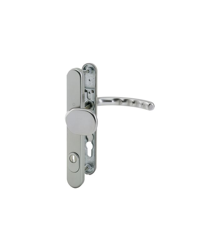 HOPPE Sicherheits-Wechselgarnitur Luxembourg 86G/3359ZA/3357N/1500, Langschild oval, 15mm, ES 1, mit Zylinderabdeckung, Profilzylinder gelocht, Entfernung 92mm, Vierkant 8mm, Türstärke 67-72mm, stahlfarbig eloxiert