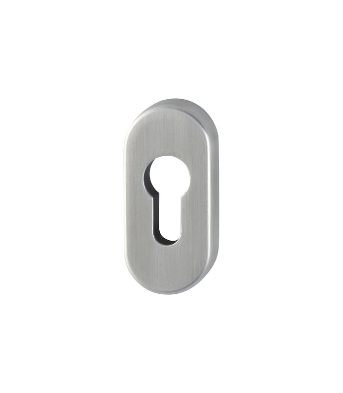 HOPPE Schlüsselrosette E55S-SK, außen/innen, oval, ohne Stütznocken, Profilzylinder gelocht, 3mm, edelstahl matt