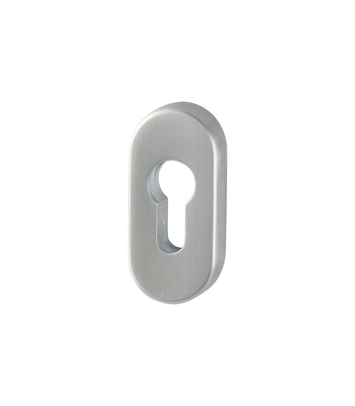HOPPE Schlüsselrosette E55S-SR, außen/innen, oval, ohne Stütznocken, Profilzylinder gelocht, 8mm, edelstahl matt