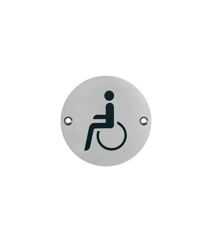 Objekttür- Hinweisschild, E664 Behinderten WC, edelstahl matt