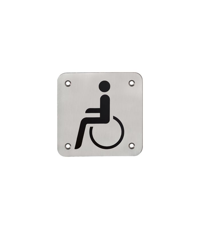 Objekttür- Hinweisschild, E665 Behinderten WC, edelstahl matt