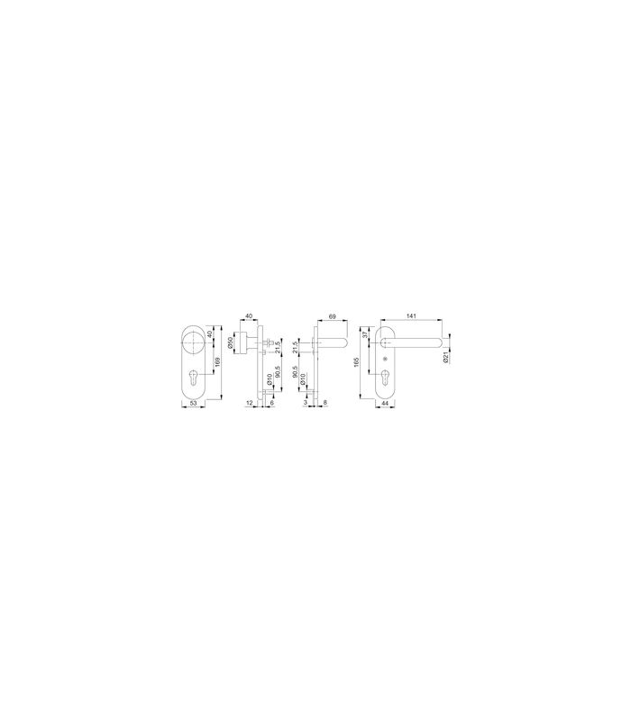 HOPPE Sicherheits-Wechselgarnitur Luxembourg 513G/3359ZA/3357N/1500, Langschild oval, 15mm, ES 1, mit Zylinderabdeckung, Profilzylinder gelocht, Entfernung 92mm, Vierkant 8mm, Türstärke 67-72mm, verkehrsweiß beschichtet