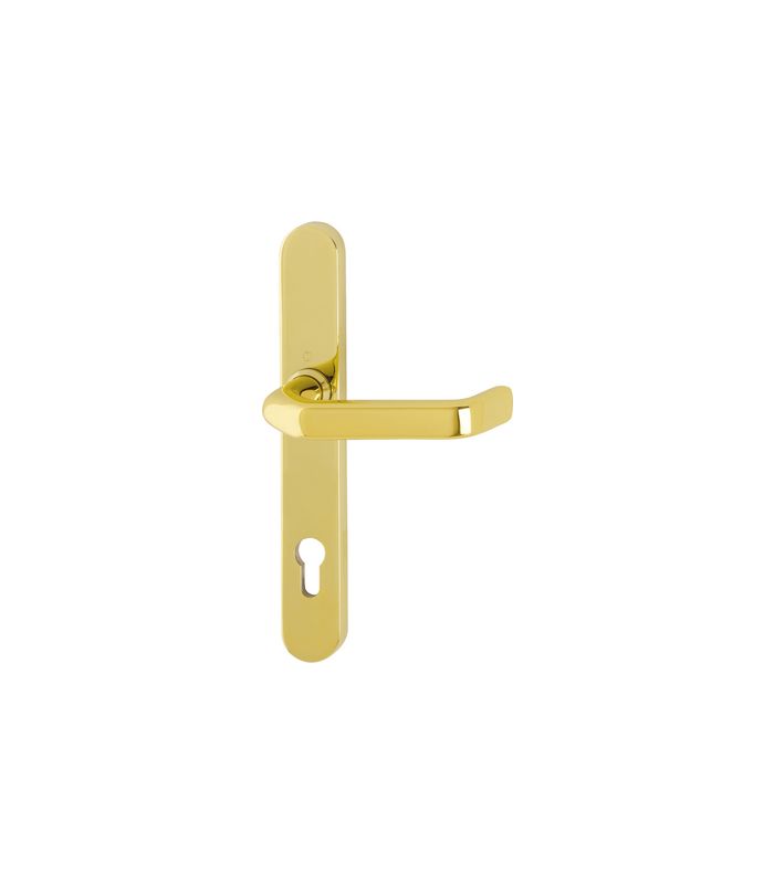 HOPPE Halbgarnitur Liverpool M1313G/3357SN, Langschild, oval, Profilzylinder gelocht, Entfernung 92mm, Vierkant 8mm, Befestigungstechnik ohne Stütznocken, gelb, messingfarben poliert-Resista®