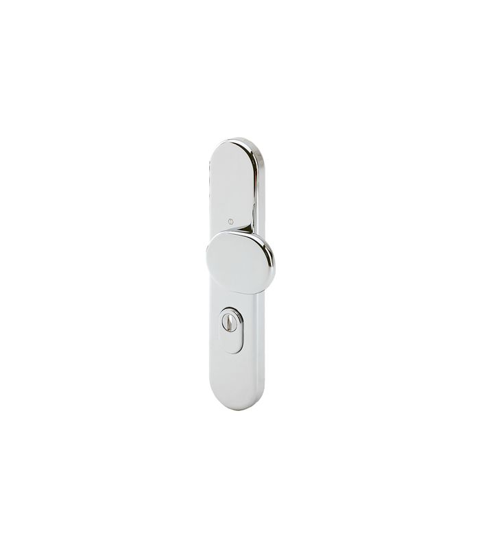 HOPPE Sicherheits-Halbgarnitur M86G/3332ZA, Langschild oval, 15mm, ES 1, mit Zylinderabdeckung, Profilzylinder gelocht, Entfernung 92mm, Vierkant 10mm, Türstärke 67-72mm, verchromt-Resista