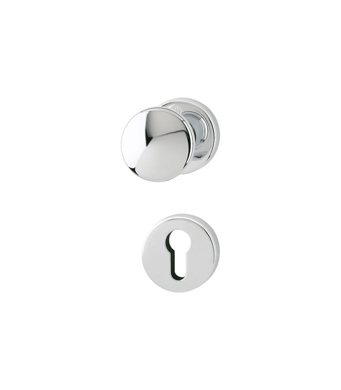 HOPPE Wechselgarnitur Verona M90/42KV/42KVS/151, Rosette, Profilzylinder gelocht, Vierkant 8mm, DIN Links-Rechts, TS 37 - 42mm, Befestigungstechnik mit Stütznocken, silber, verchromt-Resista