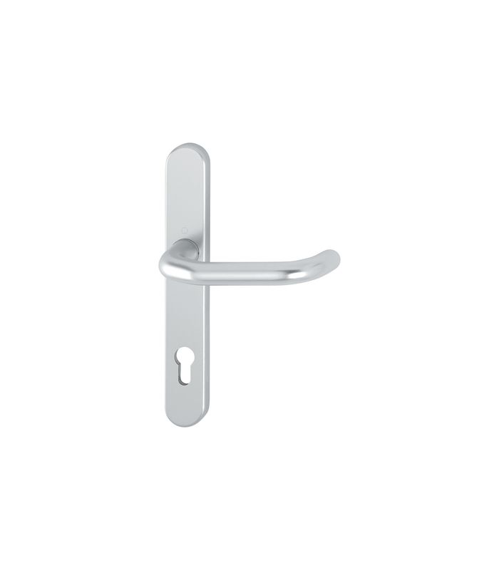 HOPPE Halbgarnitur Paris RD-138GF/3357SN, Langschild, oval, Profilzylinder gelocht, Entfernung 92mm, Vierkant 9mm, Türstärke 45 - 65mm, Befestigungstechnik ohne Stütznocken, silber, naturfarben, eloxiert