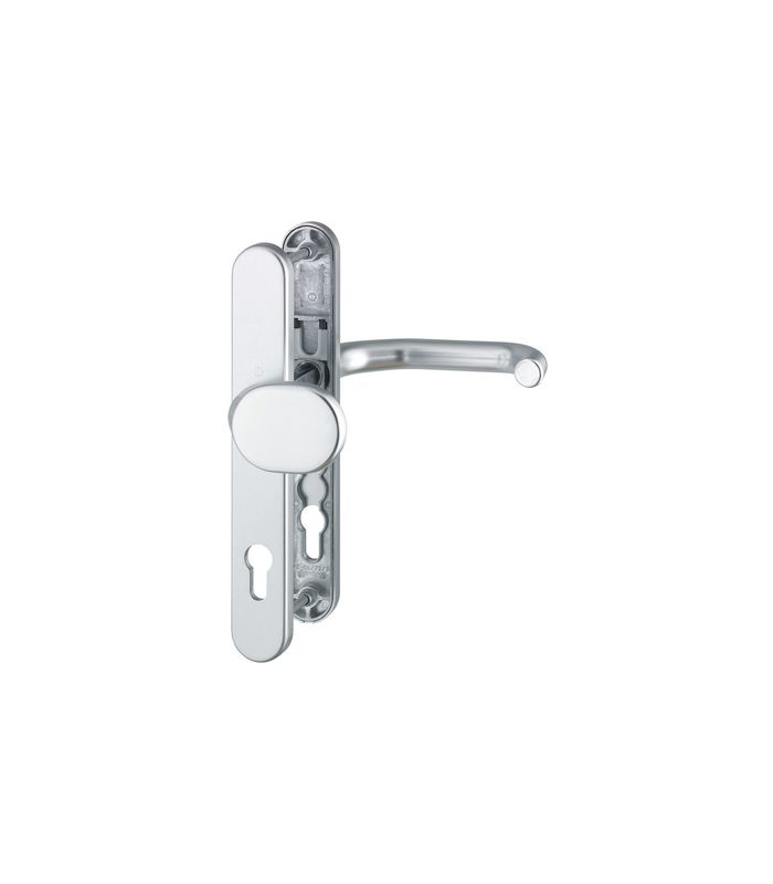 HOPPE Wechselgarnitur Paris RD-86G/3357N/138GF, Langschild, oval, Profilzylinder gelocht, Entfernung 92mm, Vierkant 9mm, Türstärke 67 - 72mm, Befestigungstechnik mit Stütznocken, silber, naturfarben, eloxiert