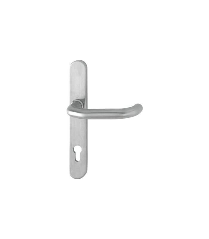 HOPPE Halbgarnitur Paris RD-E138GF/3357SN, Langschild, oval, Profilzylinder gelocht, Entfernung 92mm, Vierkant 9mm, Türstärke 45 - 65mm, Befestigungstechnik ohne Stütznocken, grau, edelstahl matt