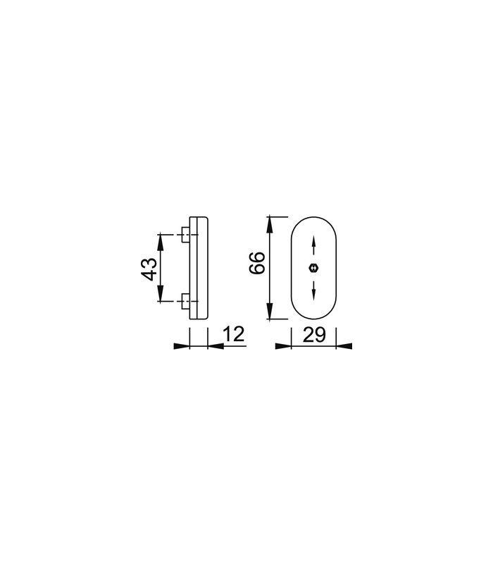 Fenster- Verdeckrosette, oval, RH 12, U26SV, schiebbare Abdeckung, stahlfarbig eloxiert