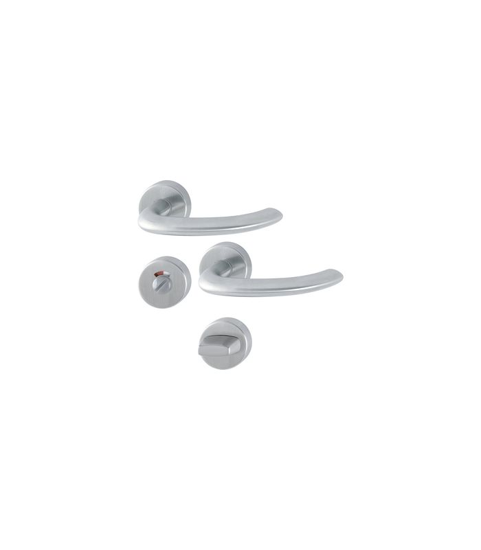 HOPPE Drückergarnitur Marseille E1138/42H/42HKVS, Rosette, WC Schlitzkopf, Vierkant 8mm, Riegel-Vierkant 8mm, DIN Links-Rechts, TS 40 - 45mm, Befestigungstechnik mit Stütznocken, grau, edelstahl matt