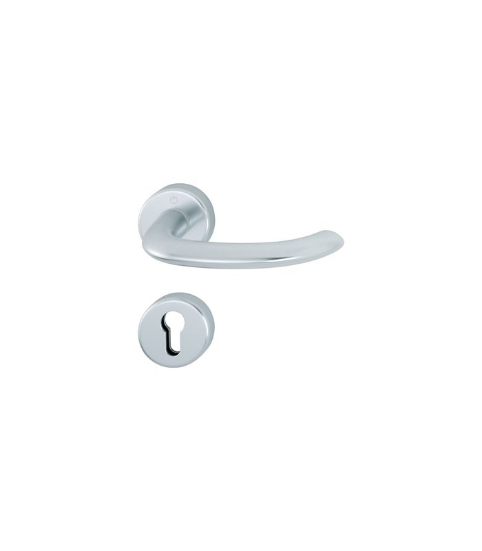 HOPPE Drückergarnitur Marseille FS-1138/42H/42HS, Rosette, Profilzylinder gelocht, Vierkant 9mm, DIN Links-Rechts, TS 40 - 55mm, Befestigungstechnik mit Stütznocken, silber, naturfarben, eloxiert