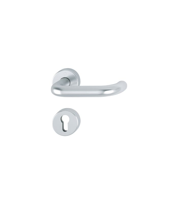 HOPPE Drückergarnitur Paris FS-138/42H/42HS, Rosette, Profilzylinder gelocht, Vierkant 9mm, DIN Links-Rechts, TS 40 - 65mm, Befestigungstechnik mit Stütznocken, silber, naturfarben, eloxiert