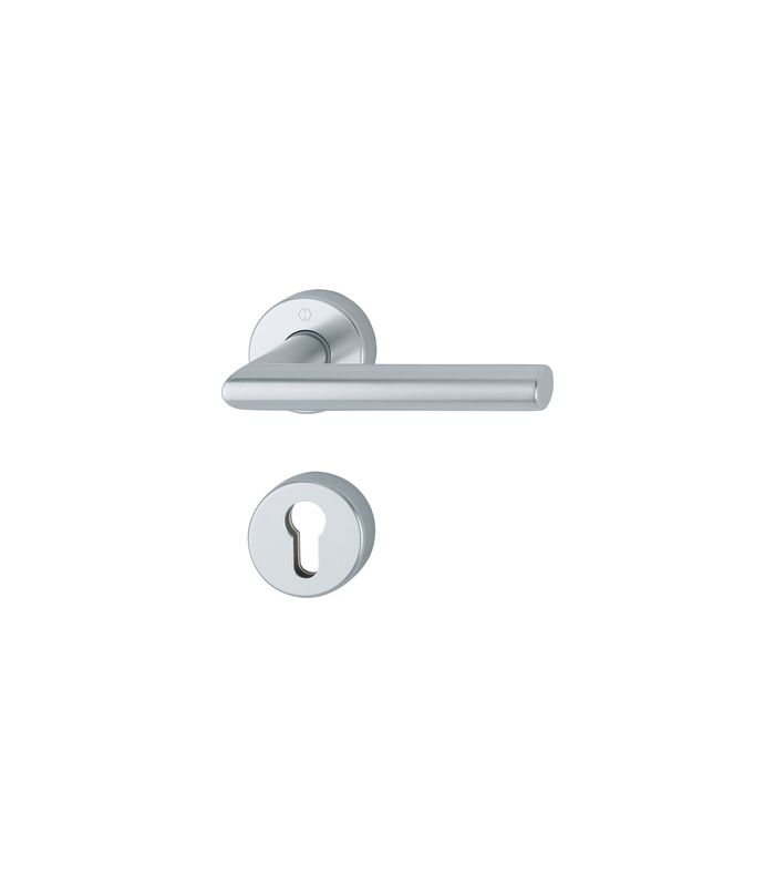 HOPPE Drückergarnitur Amsterdam FS-1400/42H/42HS, Rosette, Profilzylinder gelocht, Vierkant 9mm, DIN Links-Rechts, TS 45 - 65mm, Befestigungstechnik mit Stütznocken, silber, naturfarben, eloxiert