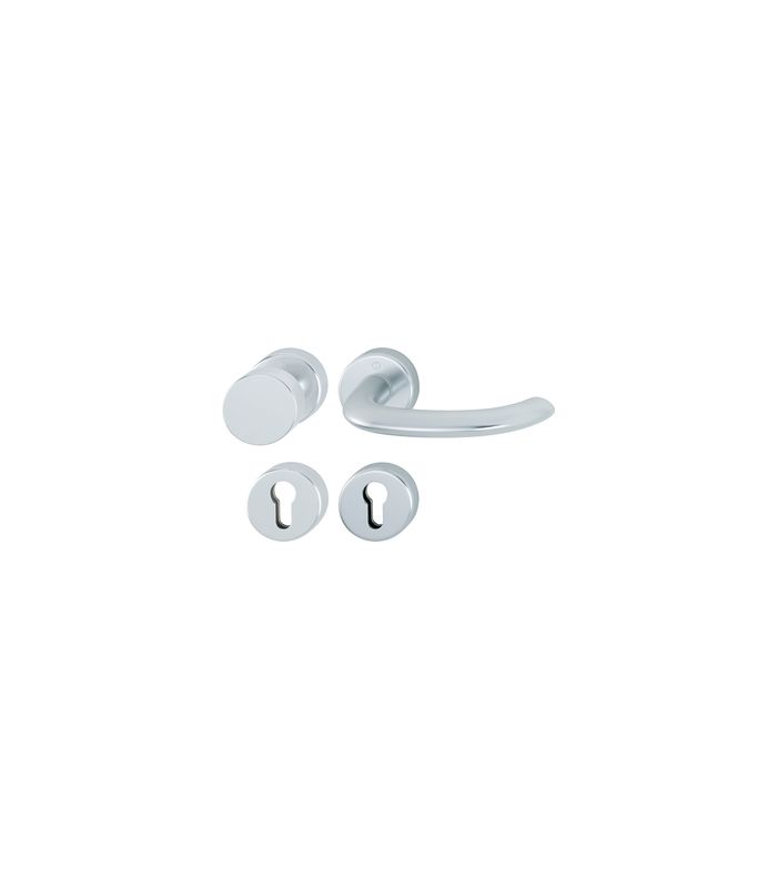 HOPPE Wechselgarnitur Marseille FS-58/42H/42HS/1138, Rosette, Profilzylinder gelocht, Vierkant 9mm, DIN Links-Rechts, TS 40 - 50mm, Befestigungstechnik mit Stütznocken, silber, naturfarben, eloxiert