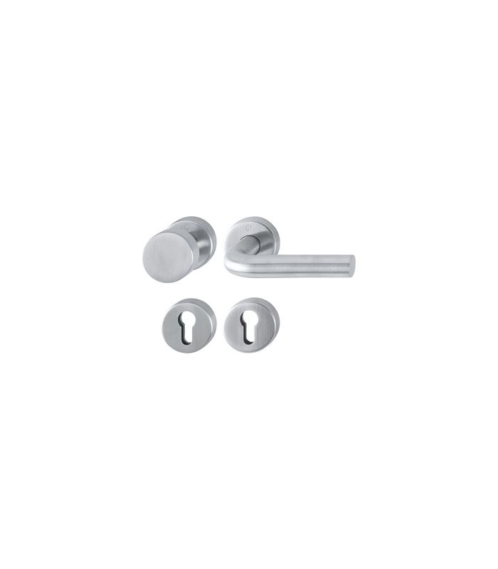 HOPPE Wechselgarnitur Bonn FS-E58/42H/42HS/150, Rosette, Profilzylinder gelocht, Vierkant 9mm, DIN Links-Rechts, TS 40 - 65mm, Befestigungstechnik mit Stütznocken, grau, edelstahl matt