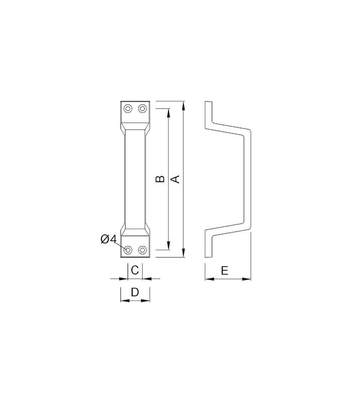 OT-Schiebetürgriff, 5313, eckig, L 160mm, B 30mm, dunkelbraun, eloxiert