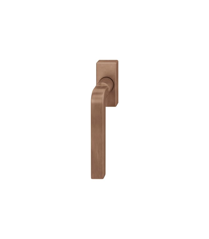 Drehkipp- Fenstergriff 34 1004, mit schmaler eckiger Rosette, Vierkant 7x 24-38, hellbronze patiniert gewachst