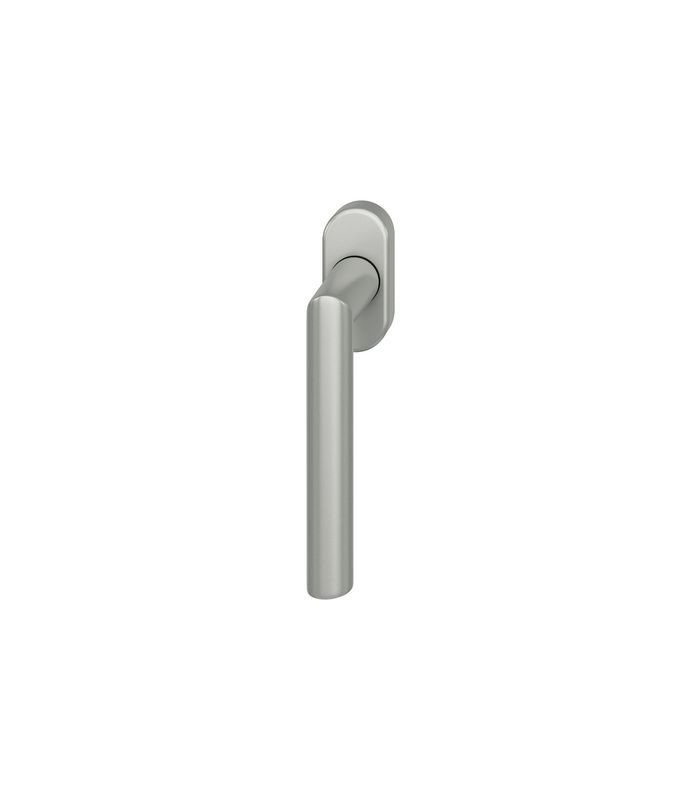 Drehkipp- Fenstergriff 34 1076, mit ovaler schmaler Rosette, Vierkant 7x 24-38, naturfarbig eloxiert