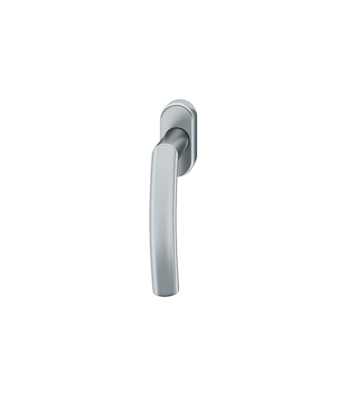 Drehkipp- Fenstergriff 34 1107, mit ovaler schmaler Rosette, Vierkant 7x 24-38, edelstahl fein matt