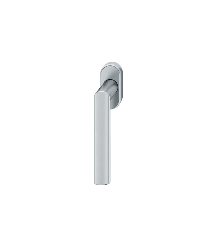Drehkipp- Fenstergriff 34 1108, mit ovaler schmaler Rosette, Vierkant 7x 24-38, edelstahl fein matt