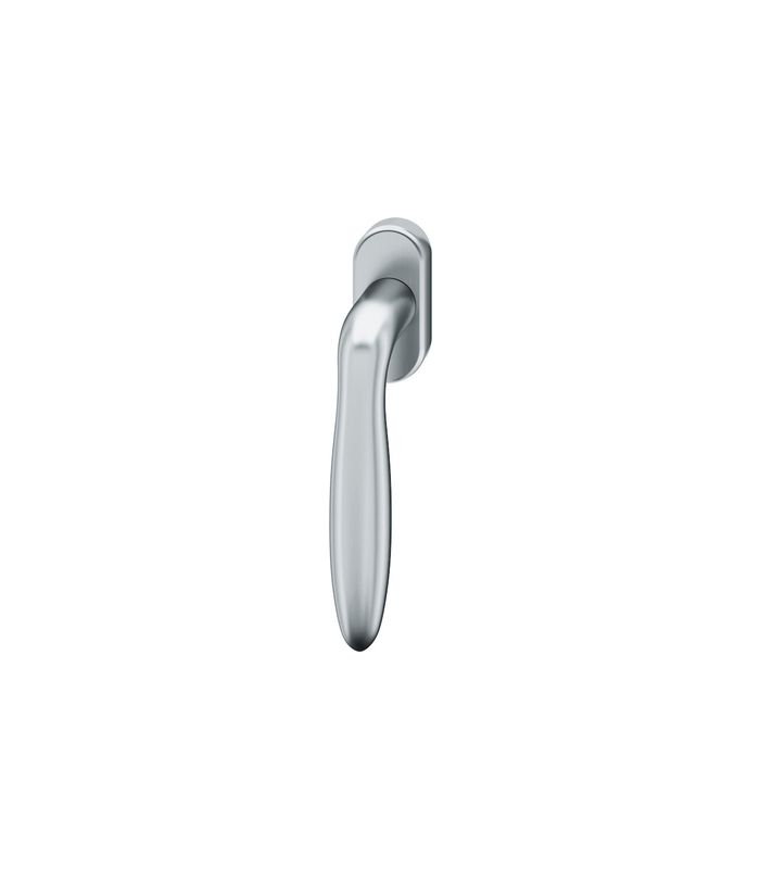 Drehkipp- Fenstergriff 34 1147, mit ovaler Rosette, Vierkant 7x 34, edelstahl fein matt
