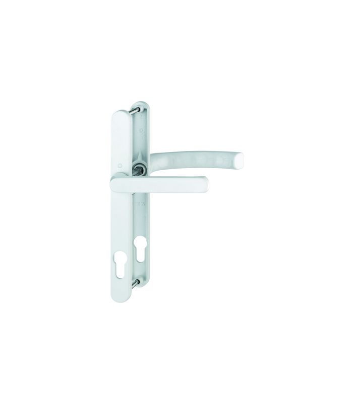 HOPPE Drückergarnitur Liège 099KH/303N/1540, Langschild, oval, Profilzylinder gelocht, Entfernung 92mm, Vierkant 8mm, Türstärke 67 - 72mm, Befestigungstechnik mit Stütznocken, weiß, verkehrsweiß, beschichtet