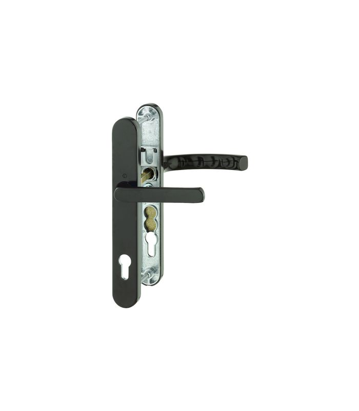 HOPPE Drückergarnitur Liège 099KH/3357N/1540, Langschild, oval, Profilzylinder gelocht, Entfernung 92mm, Vierkant 8mm, Türstärke 67 - 72mm, Befestigungstechnik mit Stütznocken, braun, dunkelbraun seidenglänzend beschichtet