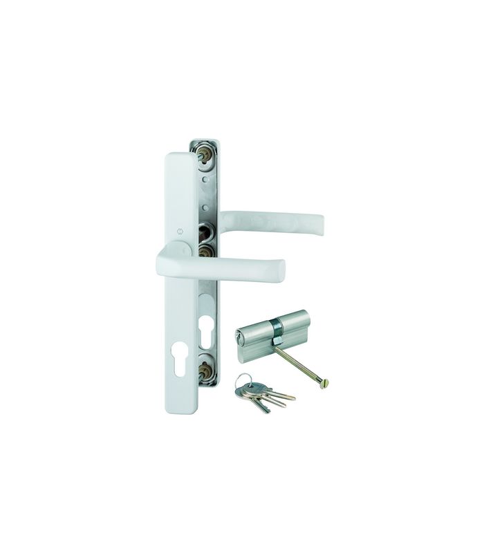 HOPPE Drückergarnitur London 113/2246/KK, Langschild, eckig, Profilzylinder gelocht, Entfernung 92mm, Vierkant 8mm, Türstärke 57 - 62mm, Befestigungstechnik mit Stütznocken, weiß, verkehrsweiß, beschichtet