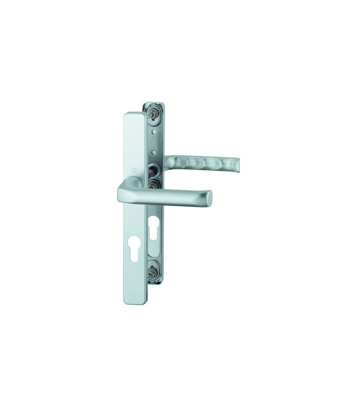 HOPPE Drückergarnitur London 113/2246, Langschild, eckig, Profilzylinder gelocht, Entfernung 72mm, Vierkant 8mm, Türstärke 57 - 62mm, Befestigungstechnik mit Stütznocken, silber, naturfarben, eloxiert