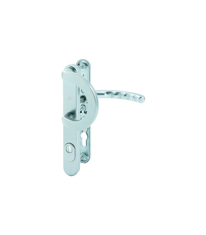 HOPPE Sicherheits-Wechselgarnitur Luxembourg 513G/3359ZA/3357N/1500, Langschild oval, 15mm, ES 1, mit Zylinderabdeckung, Profilzylinder gelocht, Entfernung 92mm, Vierkant 8mm, Türstärke 67-72mm, naturfarben eloxiert