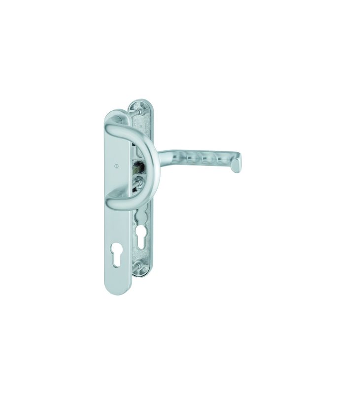 HOPPE Wechselgarnitur Liverpool 538G/3357N/1313G, Langschild, oval, Profilzylinder gelocht, Entfernung 92mm, Vierkant 8mm, Türstärke 67 - 72mm, Befestigungstechnik mit Stütznocken, silber, naturfarben, eloxiert
