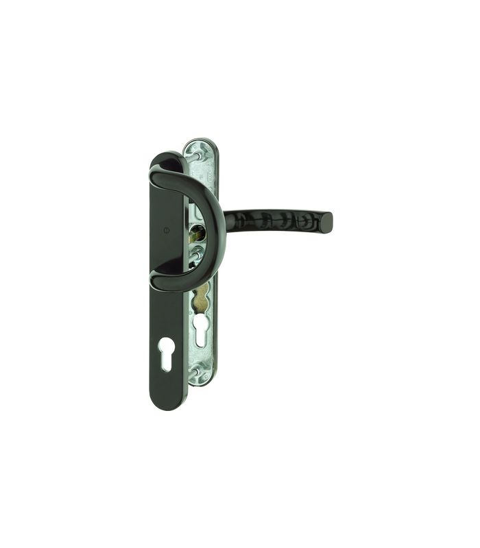 HOPPE Wechselgarnitur Liège 538G/3357N/1540, Langschild, oval, Profilzylinder gelocht, Entfernung 92mm, Vierkant 8mm, Türstärke 67 - 72mm, Befestigungstechnik mit Stütznocken, braun, dunkelbraun seidenglänzend beschichtet