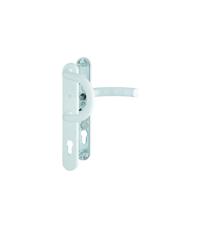HOPPE Wechselgarnitur Liège 538G/3357N/1540, Langschild, oval, Profilzylinder gelocht, Entfernung 92mm, Vierkant 8mm, Türstärke 52 - 72mm, Befestigungstechnik mit Stütznocken, weiß, verkehrsweiß, beschichtet