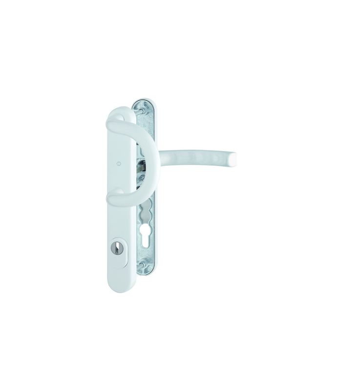 HOPPE Sicherheits-Wechselgarnitur Liège 538G/3359ZA/3357N/1540, Langschild oval, 15mm, ES 1, mit Zylinderabdeckung, Profilzylinder gelocht, Entfernung 92mm, Vierkant 8mm, Türstärke 67-72mm, verkehrsweiß beschichtet