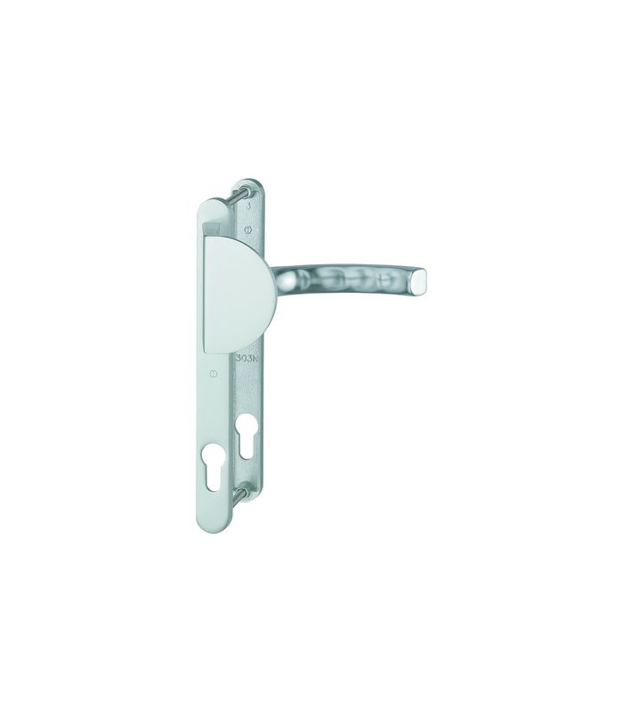 HOPPE Wechselgarnitur Liège 554/303N/1540, Langschild, oval, Profilzylinder gelocht, Entfernung 92mm, Vierkant 8mm, DIN Rechts, Türstärke 67 - 72mm, Befestigungstechnik mit Stütznocken, silber, naturfarben, eloxiert