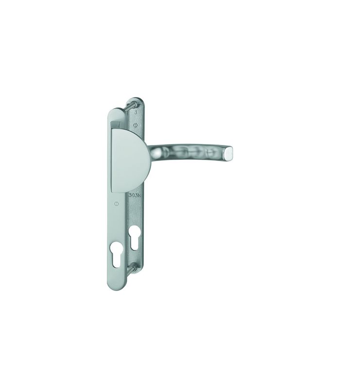 HOPPE Wechselgarnitur Liège 554/303N/1540, Langschild, oval, Profilzylinder gelocht, Entfernung 92mm, Vierkant 8mm, DIN Rechts, Türstärke 67 - 72mm, Befestigungstechnik mit Stütznocken, grau, stahlfarbig, eloxiert