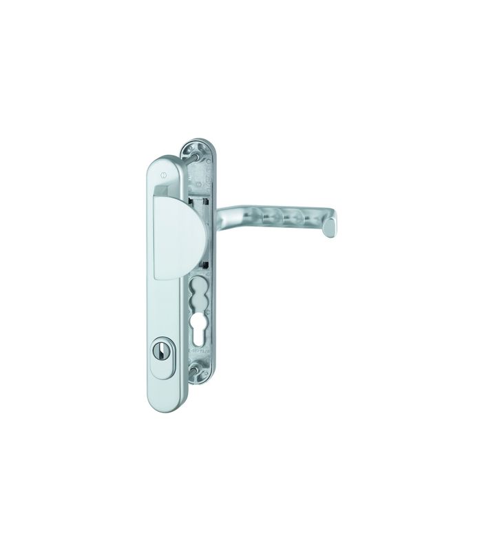 HOPPE Sicherheits-Wechselgarnitur Liverpool 554/3359ZA/3357N/1313G, Langschild oval, 15mm, ES 1, mit Zylinderabdeckung, Profilzylinder gelocht, Entfernung 92mm, Vierkant 8mm, Türstärke 67-72mm, naturfarben eloxiert