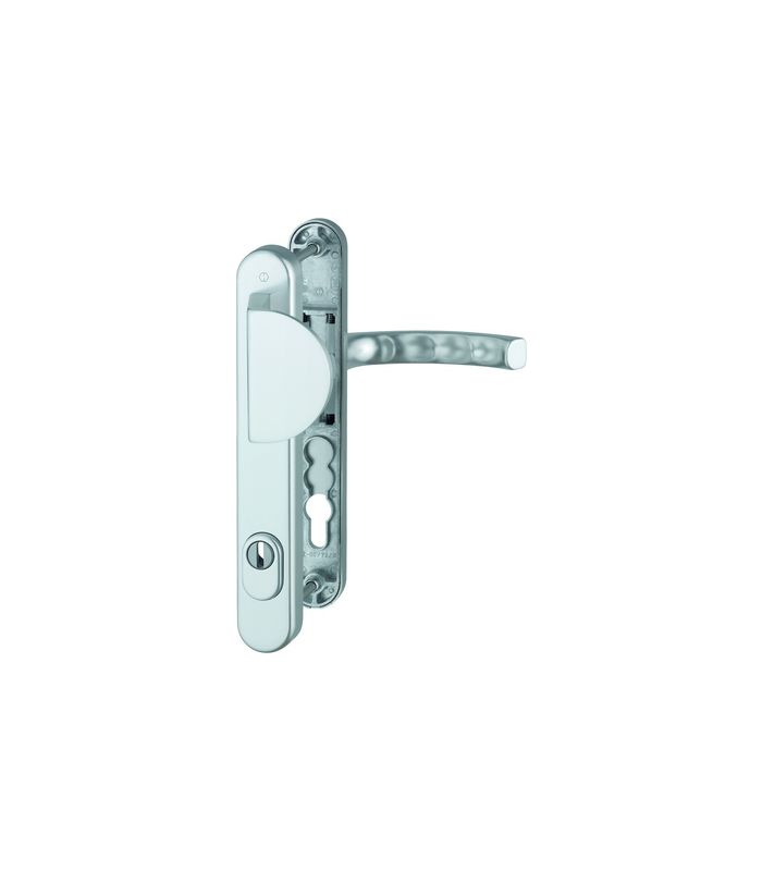 HOPPE Sicherheits-Wechselgarnitur Liège 554/3359ZA/3357N/1540, Langschild oval, 15mm, mit Zylinderabdeckung, Profilzylinder gelocht, Entfernung 92mm, Vierkant 8mm, Türstärke 67-72mm, naturfarben eloxiert