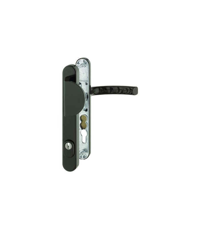HOPPE Sicherheits-Wechselgarnitur Liège 554/3359ZA/3357N/1540, Langschild oval, 15mm, mit Zylinderabdeckung, Profilzylinder gelocht, Entfernung 92mm, Vierkant 8mm, Türstärke 67-72mm, dunkelbraun seidenglänzend beschichtet