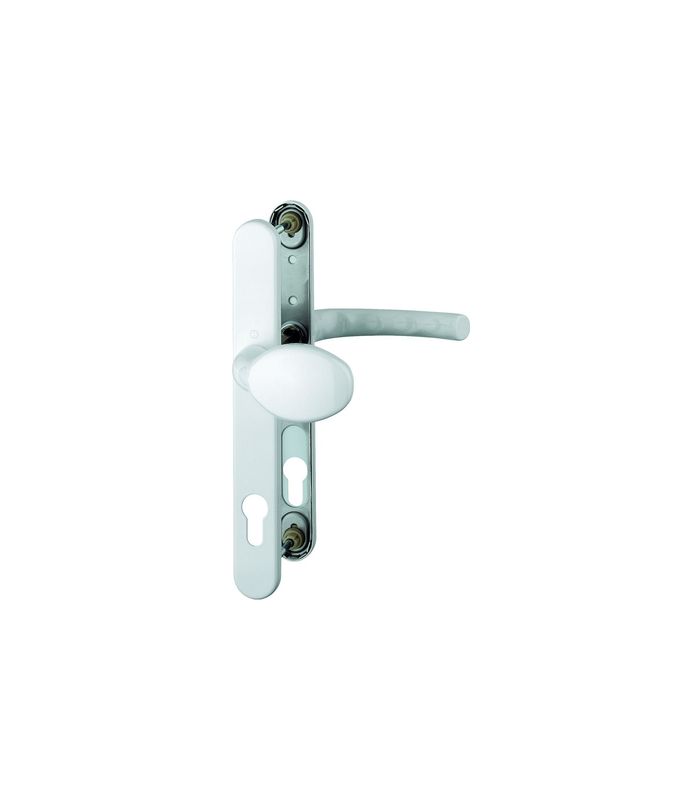 HOPPE Wechselgarnitur Tôkyô 76G/3346/1710RH, Langschild, oval, Profilzylinder gelocht, Entfernung 92mm, Vierkant 8mm, Türstärke 57 - 67mm, Befestigungstechnik mit Stütznocken, weiß, verkehrsweiß, beschichtet