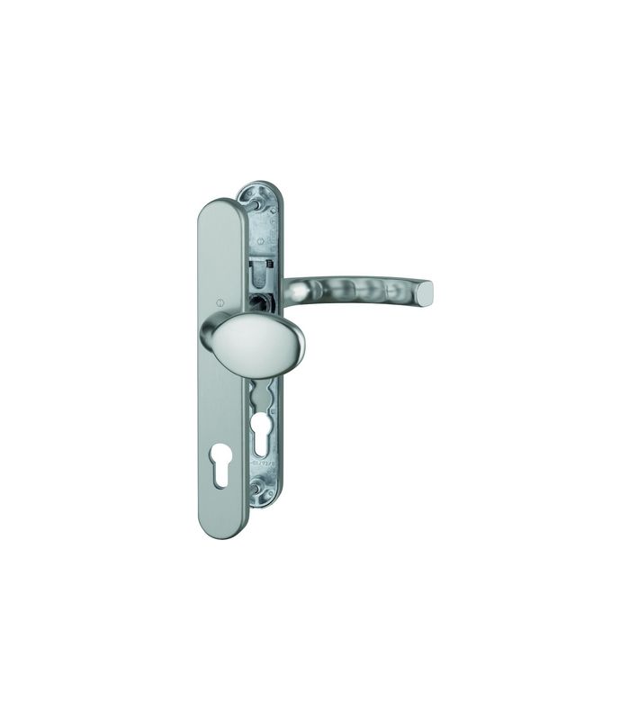 HOPPE Wechselgarnitur Liège 76G/3357N/1540, Langschild, oval, Profilzylinder gelocht, Entfernung 92mm, Vierkant 8mm, Türstärke 67 - 72mm, Befestigungstechnik mit Stütznocken, grau, stahlfarbig, eloxiert