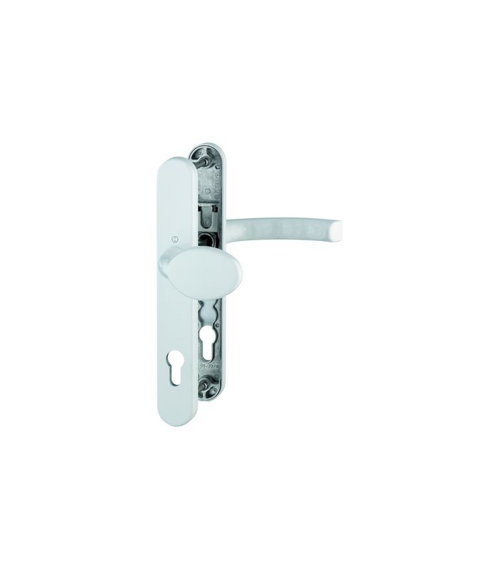 HOPPE Wechselgarnitur Liège 76G/3357N/1540, Langschild, oval, Profilzylinder gelocht, Entfernung 92mm, Vierkant 8mm, Türstärke 67 - 72mm, Befestigungstechnik mit Stütznocken, weiß, verkehrsweiß, beschichtet