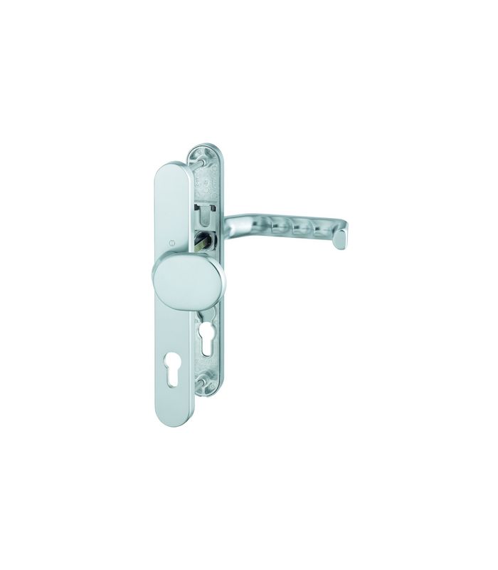 HOPPE Wechselgarnitur Liverpool 86G/3357N/1313G, Langschild, oval, Profilzylinder gelocht, Entfernung 92mm, Vierkant 8mm, Türstärke 67 - 72mm, Befestigungstechnik mit Stütznocken, silber, naturfarben, eloxiert