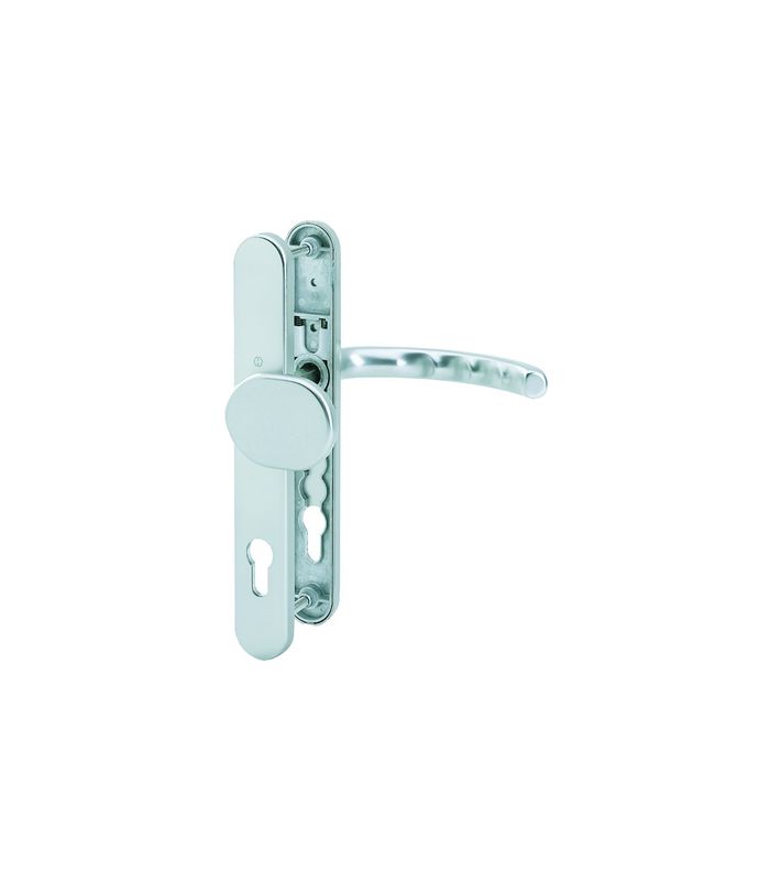 HOPPE Wechselgarnitur Luxembourg 86G/3357N/1500, Langschild, oval, Profilzylinder gelocht, Entfernung 92mm, Vierkant 8mm, Türstärke 67 - 72mm, Befestigungstechnik mit Stütznocken, silber, naturfarben, eloxiert
