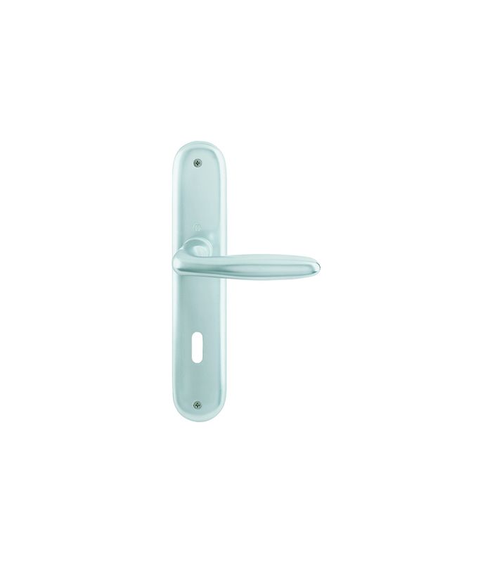 HOPPE Drückergarnitur Verona 1510/273P, Langschild, oval, Buntbart gelocht, Entfernung 72mm, Vierkant 8mm, Türstärke 35 - 45mm, Befestigungstechnik ohne Stütznocken, silber, naturfarben, eloxiert, DIY