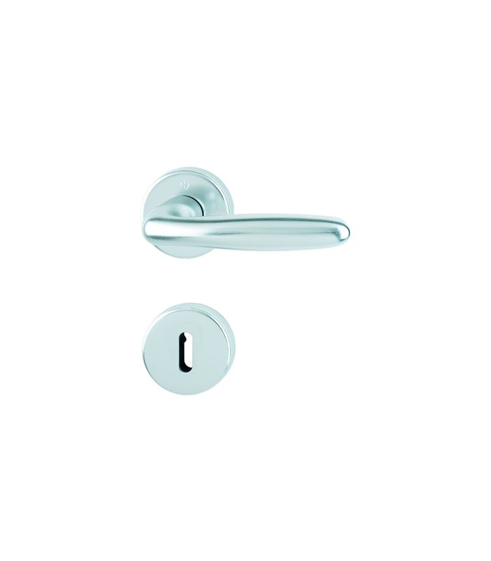 HOPPE Drückergarnitur Verona 1510/42KV/42KVS, Rosette, rund, Buntbart gelocht, Vierkant 8mm, DIN Links-Rechts, TS 37 - 42mm, mit Stütznocken, naturfarben eloxiert, DIY