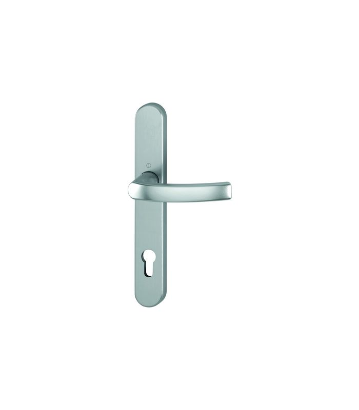 HOPPE Halbgarnitur Liège 1540/3357SN, Langschild, oval, Profilzylinder gelocht, Entfernung 92mm, Vierkant 8mm, Befestigungstechnik ohne Stütznocken, grau, stahlfarbig, eloxiert