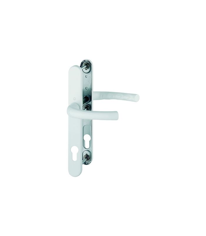 HOPPE Drückergarnitur Tôkyô 1710RH/3346, Langschild, oval, Profilzylinder gelocht, Entfernung 92mm, Vierkant 8/10mm, Türstärke 57 - 67mm, Befestigungstechnik mit Stütznocken, weiß, verkehrsweiß, beschichtet, mit Hülse 8/10